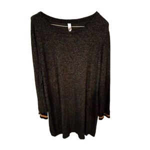 Sleep by Cacique Long Sleeved Pocketed    Nightgown- Gold Stripped Cuffs 14/16